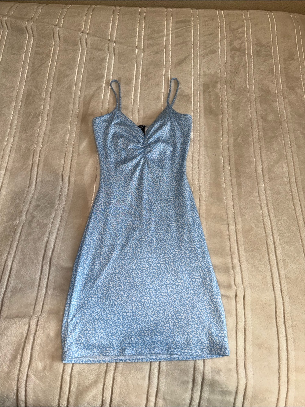 Windsor Light Blue Floral Twist-Front Mini Dress